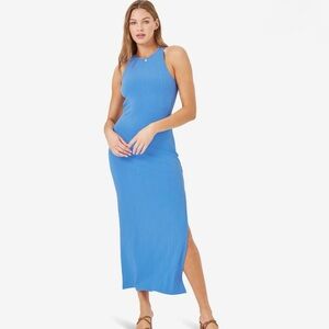 L*Space Blue Francesca Criss Cross Low Back Sleeveless Maxi Dress
